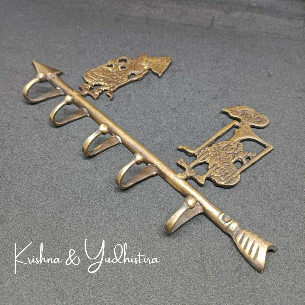 KRISHNA and YUDHISTIRA brass hook | Javanese ethnic solid brass hook | Javanese Traditional figure brass hook | vintage look brass hook