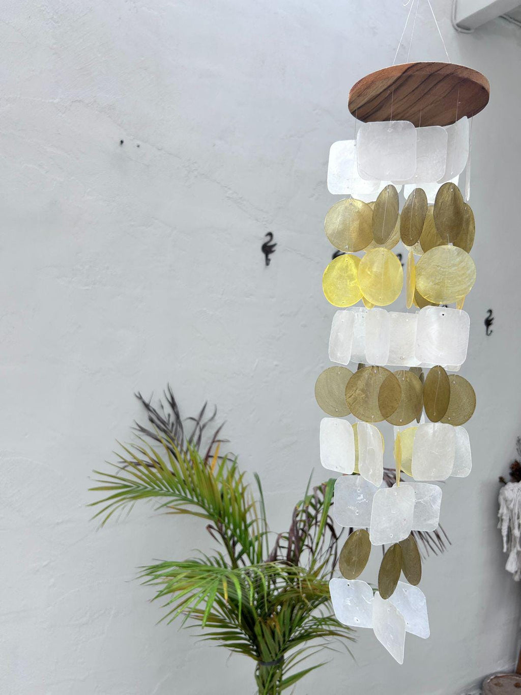 Small Capiz Shell Wind Chime – Brown & Lime
