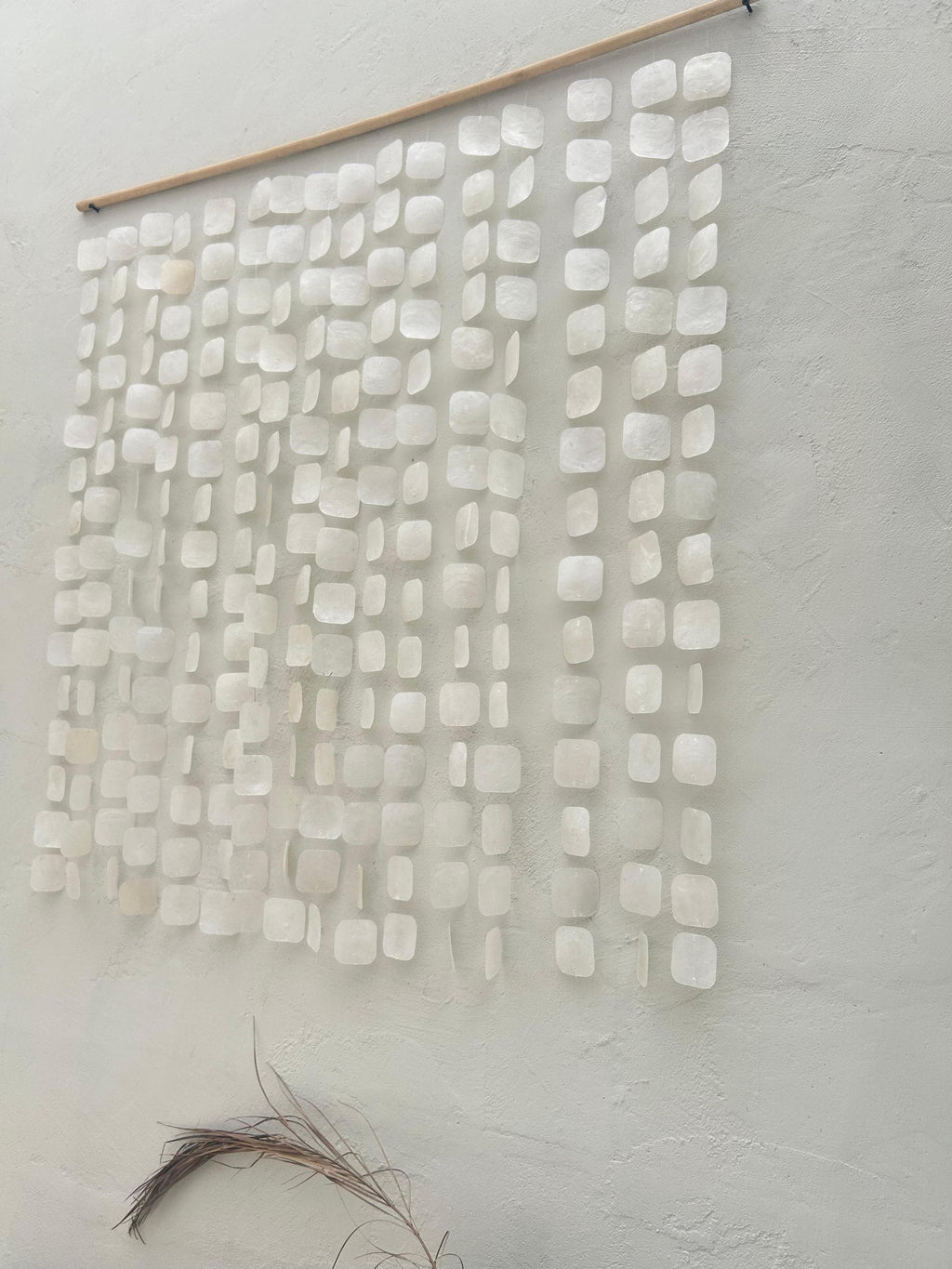 Square White capiz shell wall hanging | Beach house white shell wall hanging | Christmas boho wall hanging | Fall bohemian shell decor