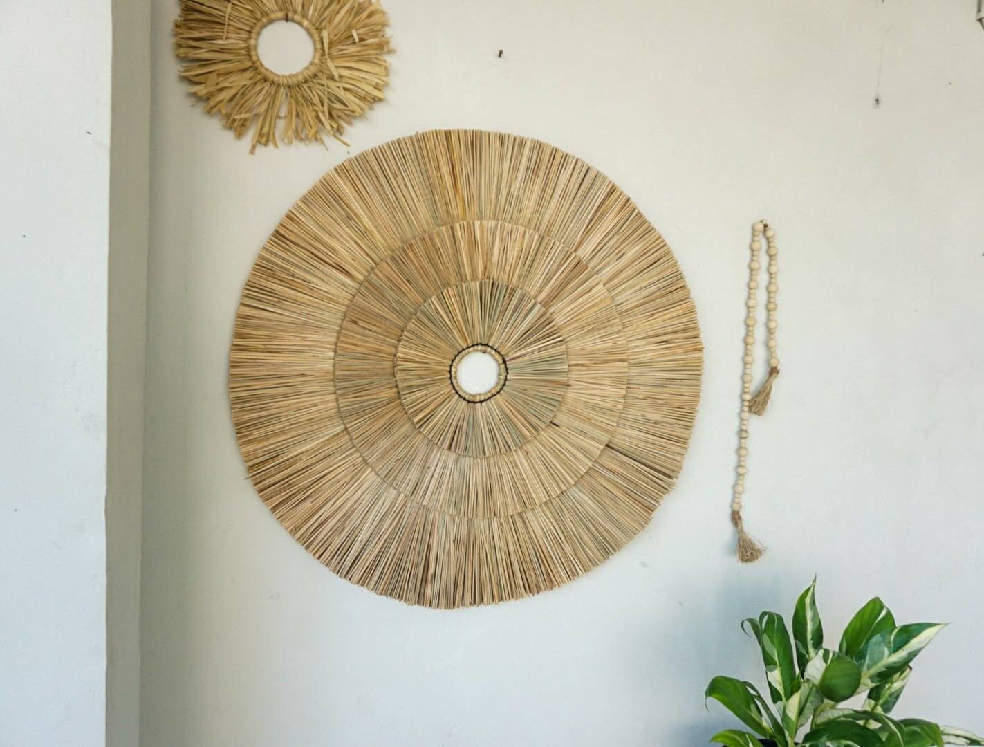 Boho Round Seagrass Wall Art – 3 Layer Tropical Decor