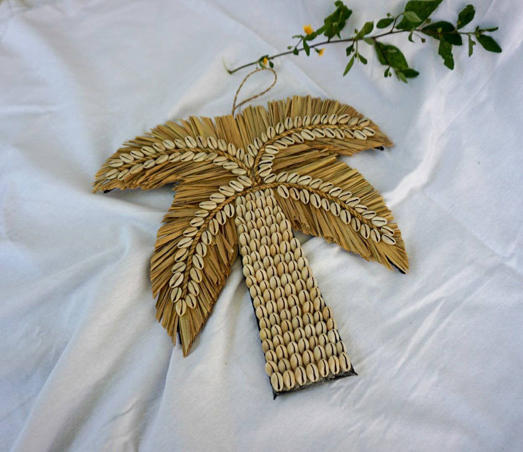 Palm shape Shells boho decor | sea shells palm tree wall hanging | shells wall art
