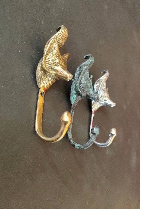 4.7 inches pairs Fox solid brass hook vintage look