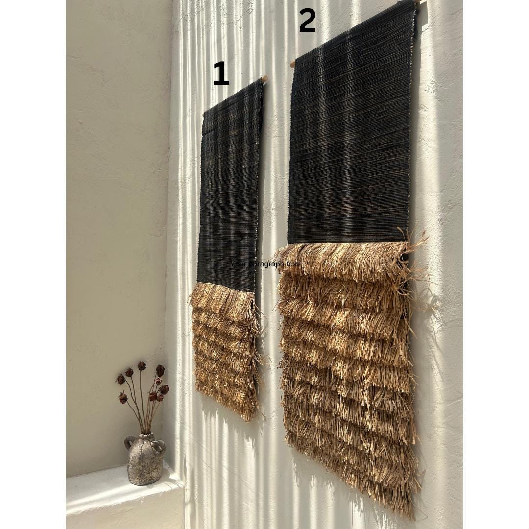 Black Modern Mediterranean raffia art
