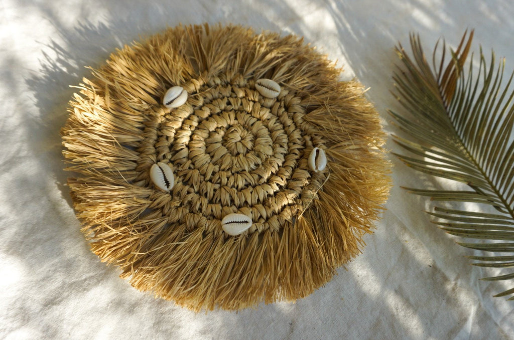 Handmade Raffia Shell Coasters