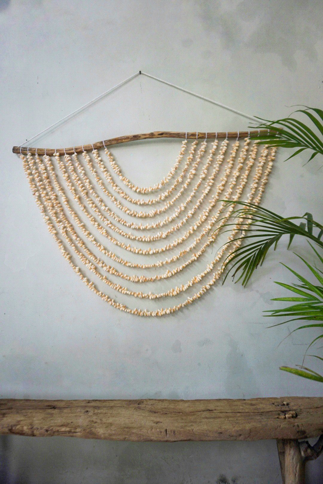 Large Gading nude shell boho hanging decor | sea shell Cristmas wall hanging | nude shells beach house decor