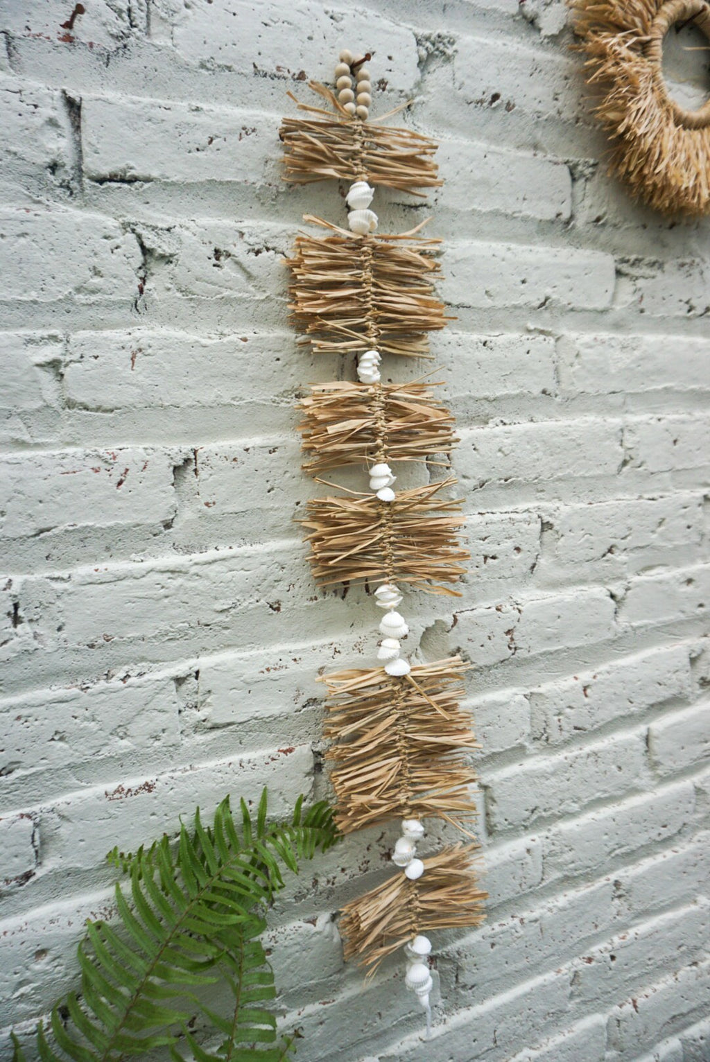 Mini Raffia & White Shell Wall Hanging – Boho Beach House Decor