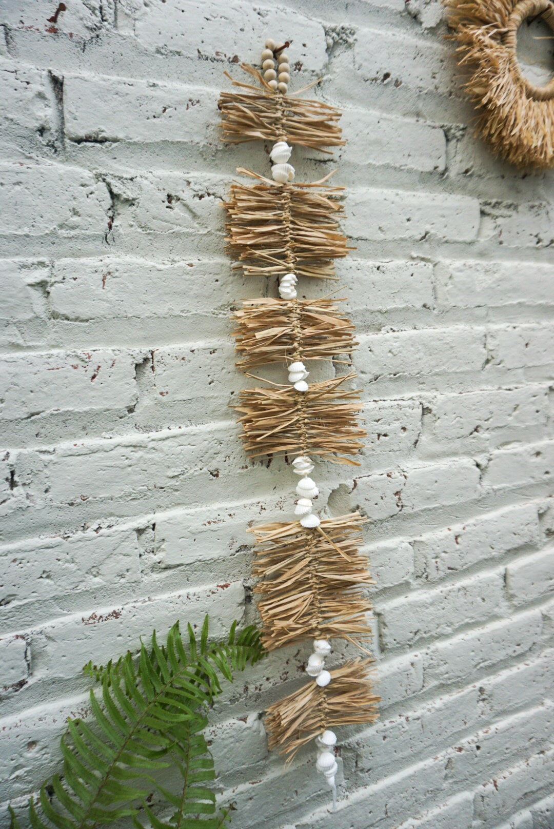 Mini Raffia & White Shell Wall Hanging – Boho Beach House Decor