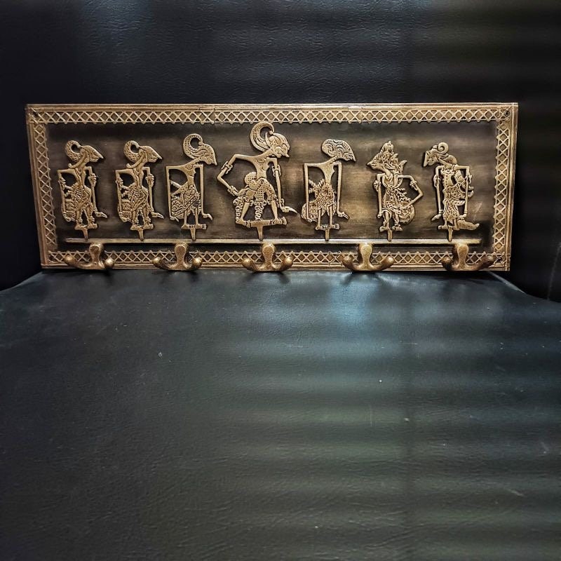 PANDAWA Javanese Traditional figure brass hook | Javanese ethnic solid brass hook | coat and clothes hook | vintage look brass hook
