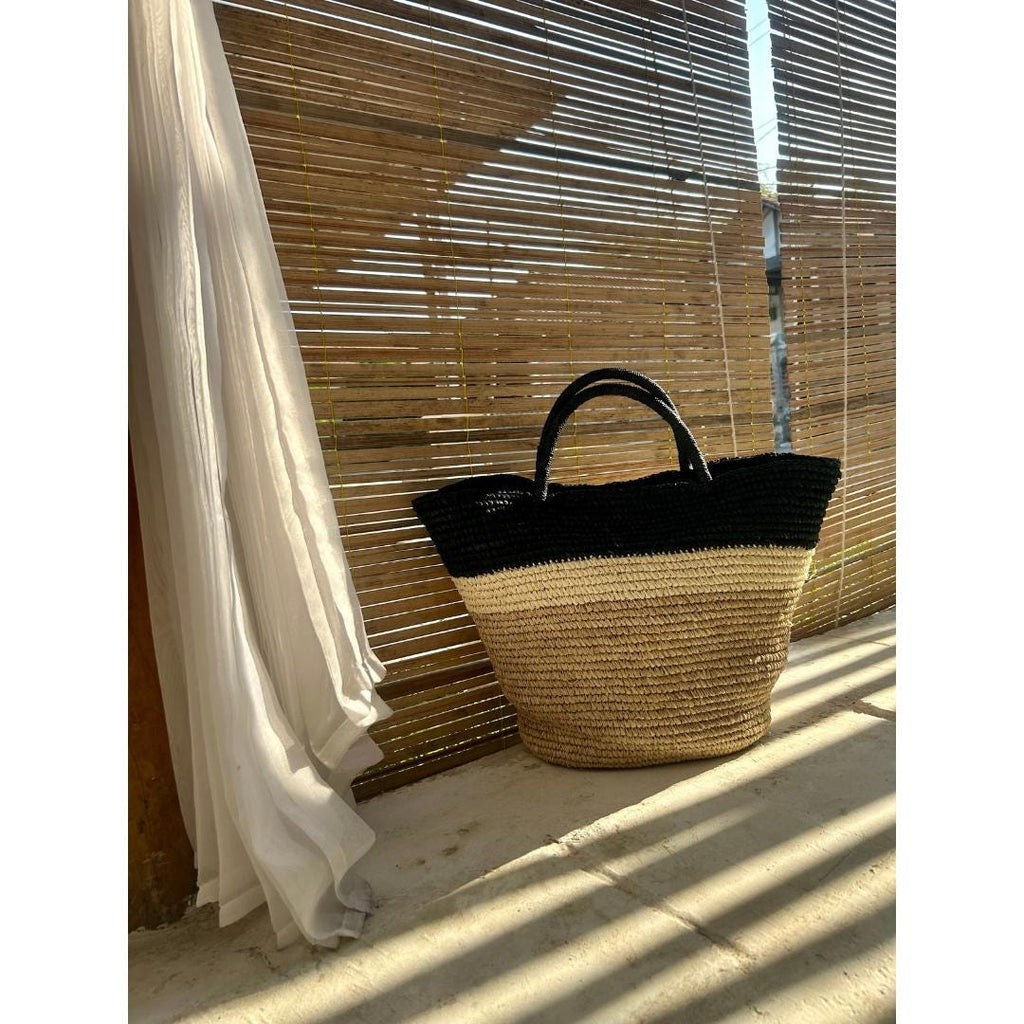 Summer beach black raffia tote bag | beach raffia bag  large beach bag | summer beach bag | raffia large tote