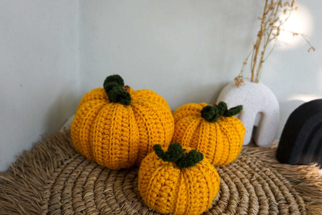 Fall crocheted pumpkin decor | Handmade pumpkin home decora | Halloween decor crochet pumpkin | Pumpkin autumn decor | Mustard Pumpkin