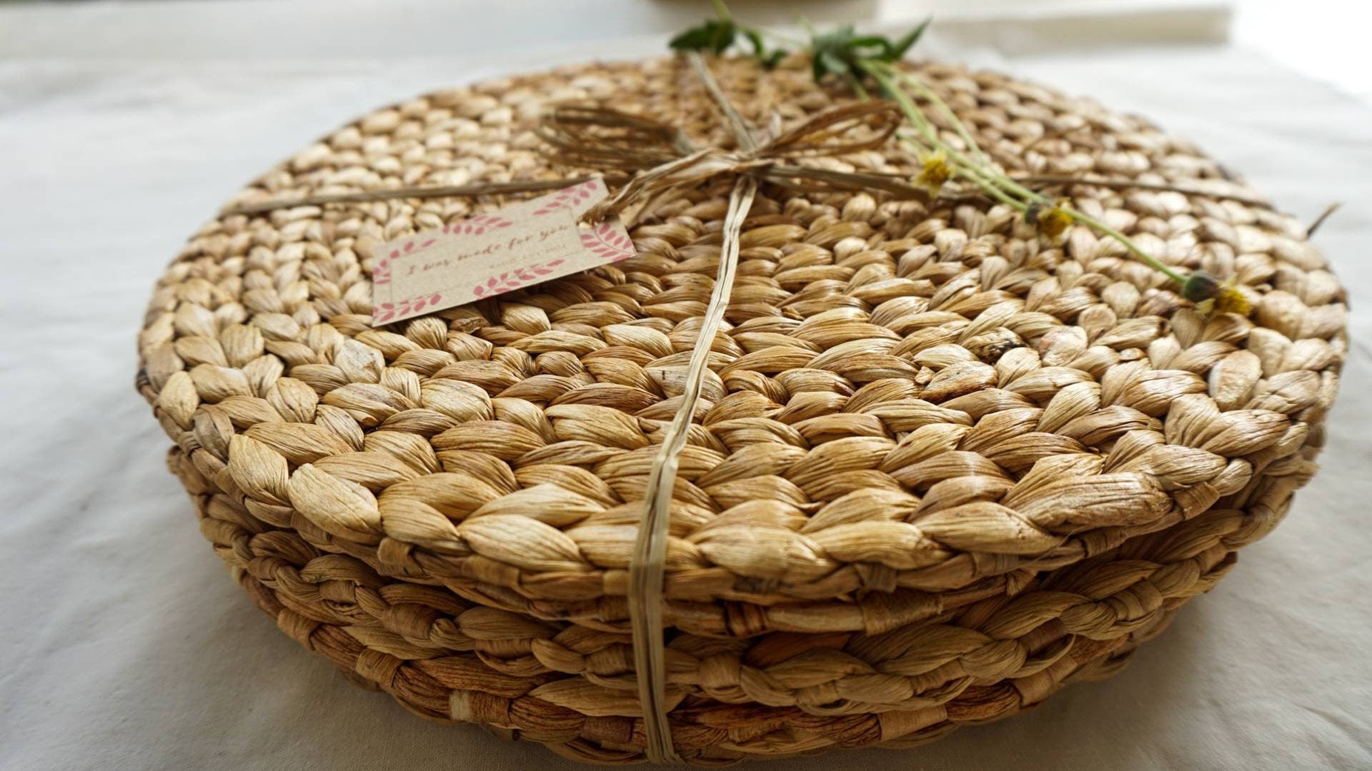 Set of 6 Water Hyacinth Woven Placemats – Boho Natural