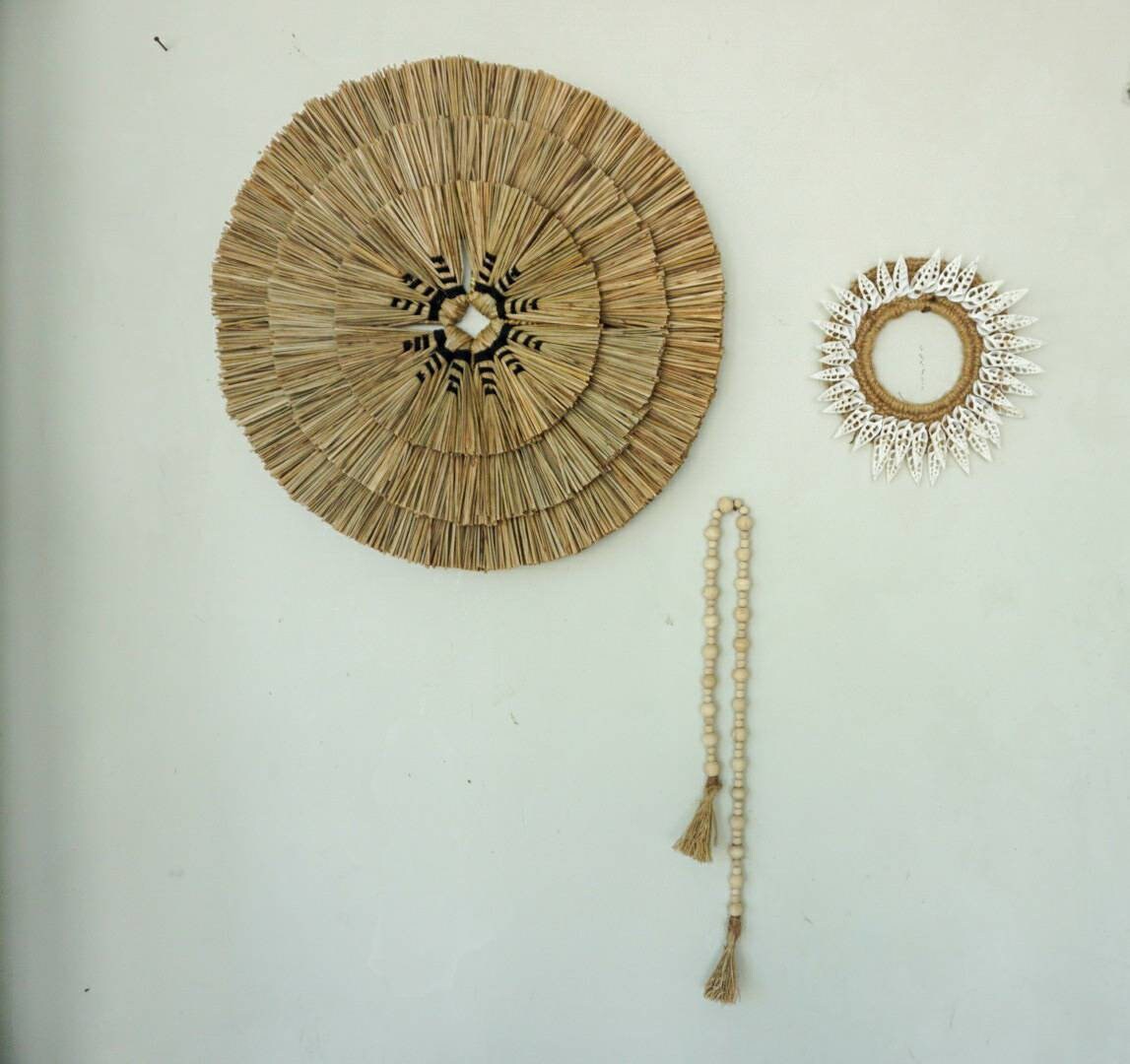 Black Macramé Seagrass Wall Decor – Round Bali Wall Hanging
