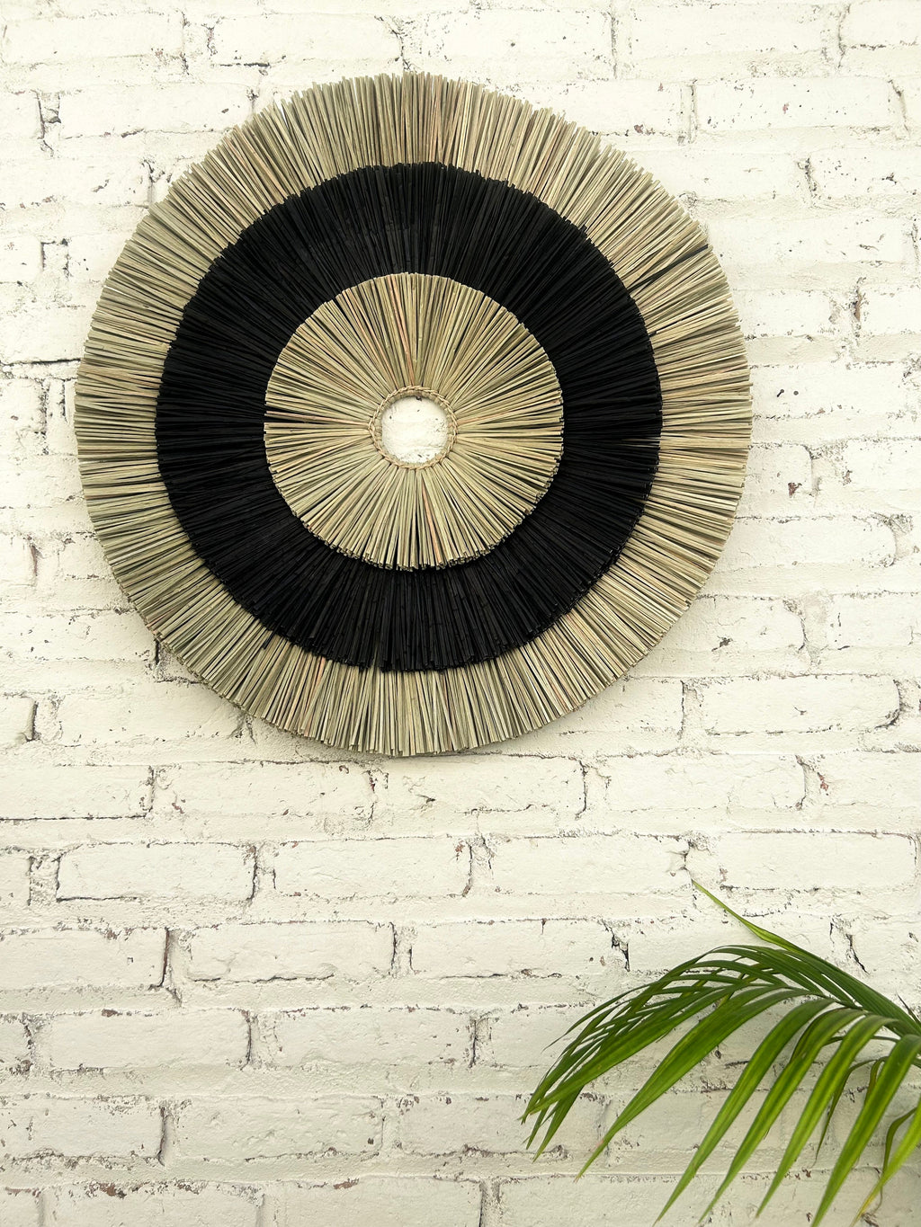 Round Black Seagrass Wall Decor – Boho Wall Hanging