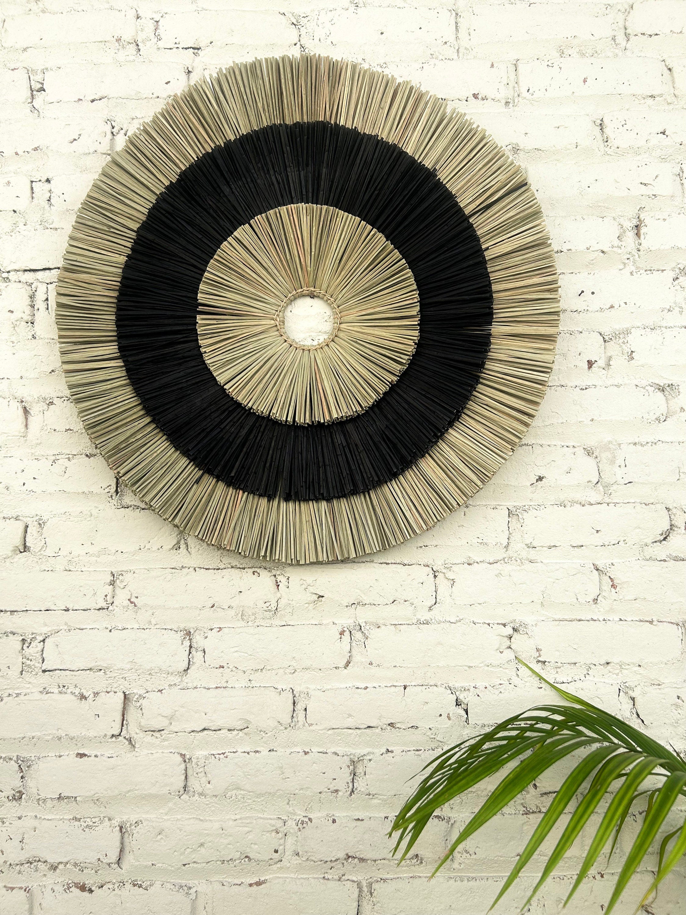 Round Black Seagrass Wall Decor – Boho Wall Hanging