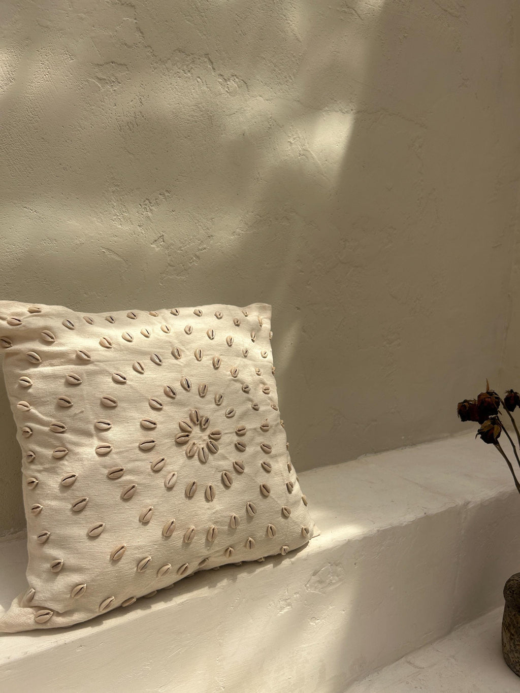 Boho White Shells Pillow Cover – Coastal Chic Decor