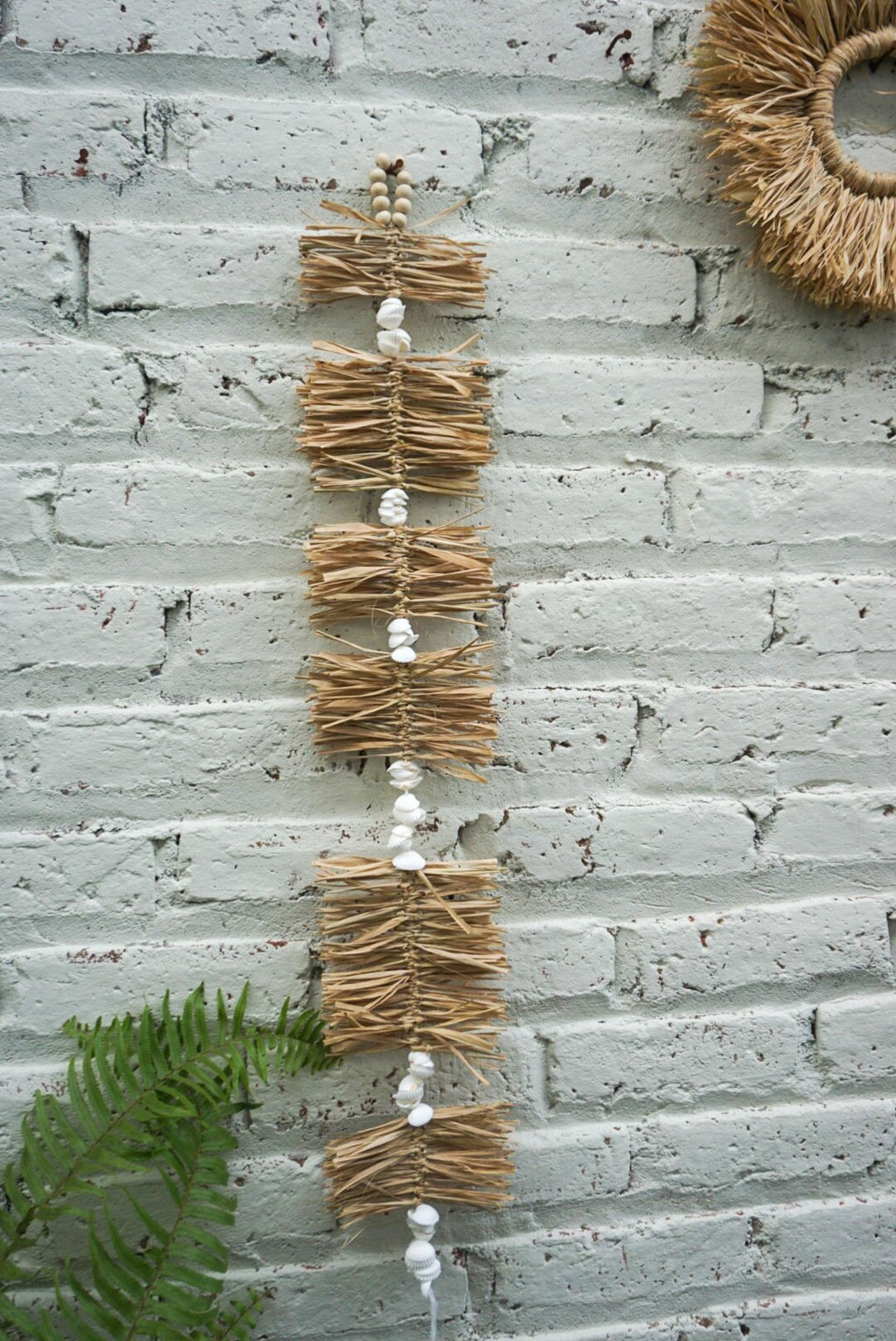 Mini Raffia & White Shell Wall Hanging – Boho Beach House Decor