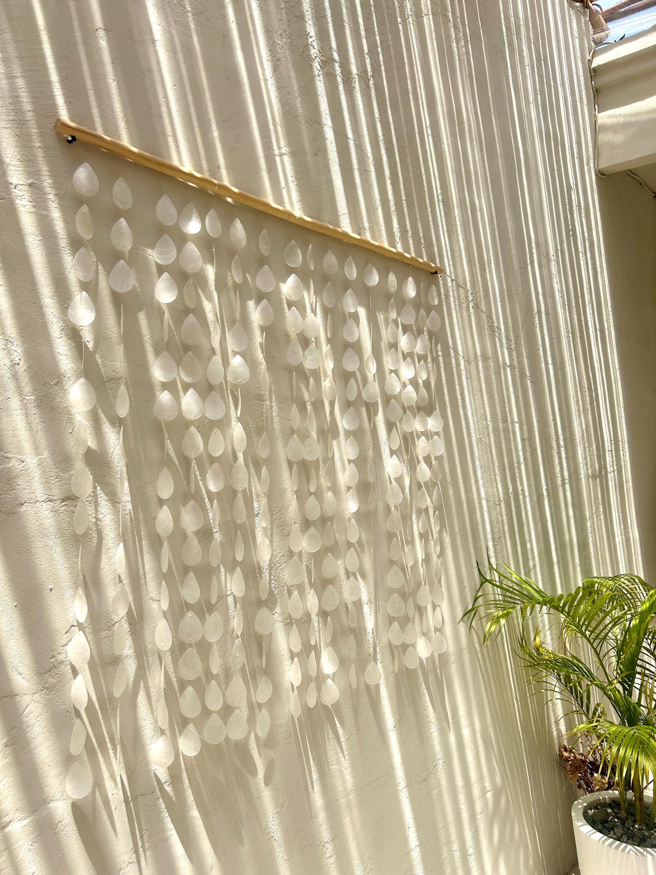 Water Drop White capiz shell wall hanging | Nursery capiz shell wall hanging | Christmas beach house boho wall hanging