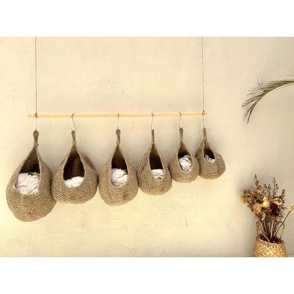Jute Crochet Wall Hanging Basket – Kitchen Storage
