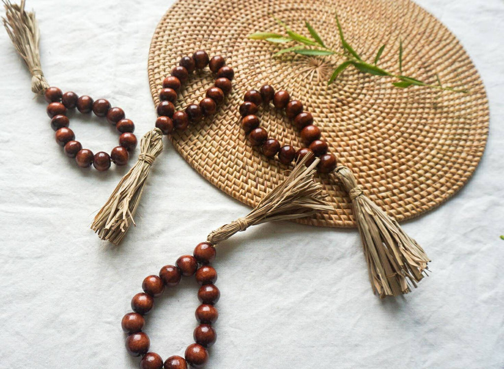 Wood beaded rustic napkin ring | boho wood beads napkin holder for wedding | farm house wedding napkin ring