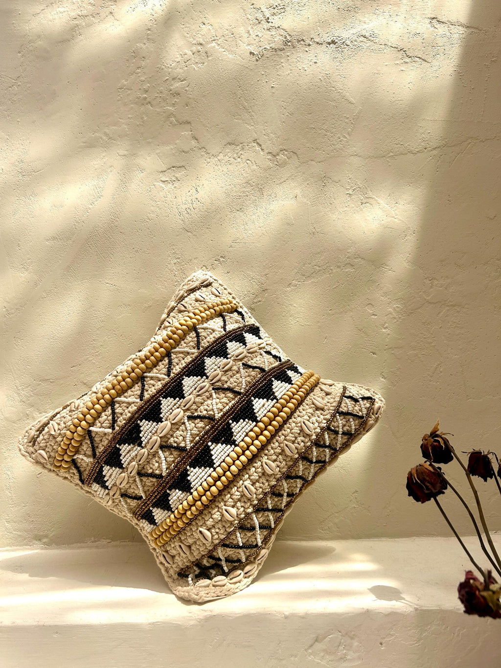 Boho Beaded Pillow Cover for Home Decor