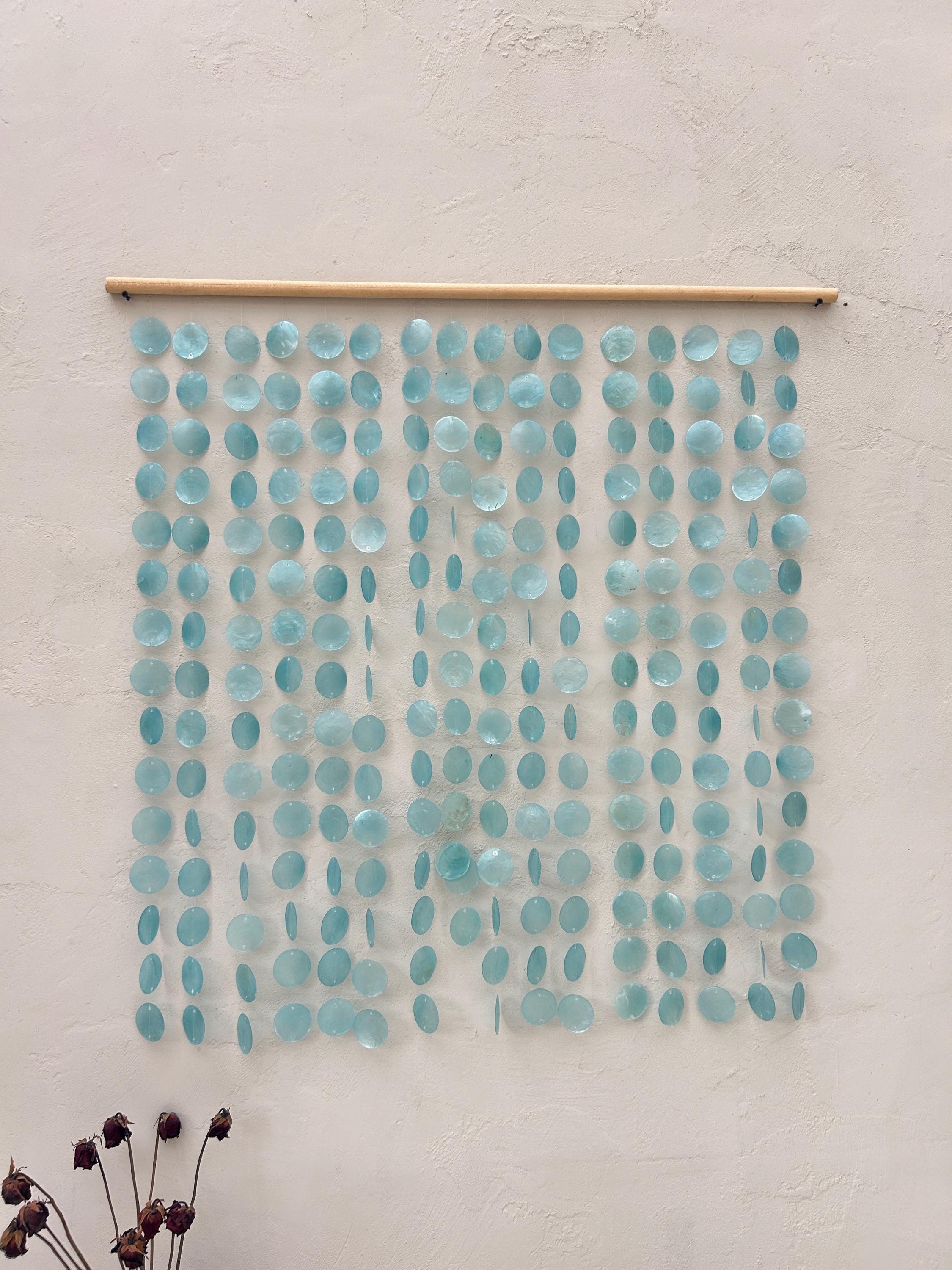 Sea Blue Capiz Shell Beach Boho Wall Hanging Decor