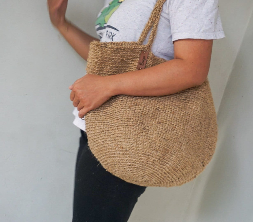 Natural Jute Crochet Tote Bag – Handmade Medium Size