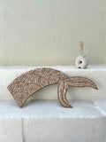 Whale Tail Shape Boho Wall Hanging Decor from White Shells