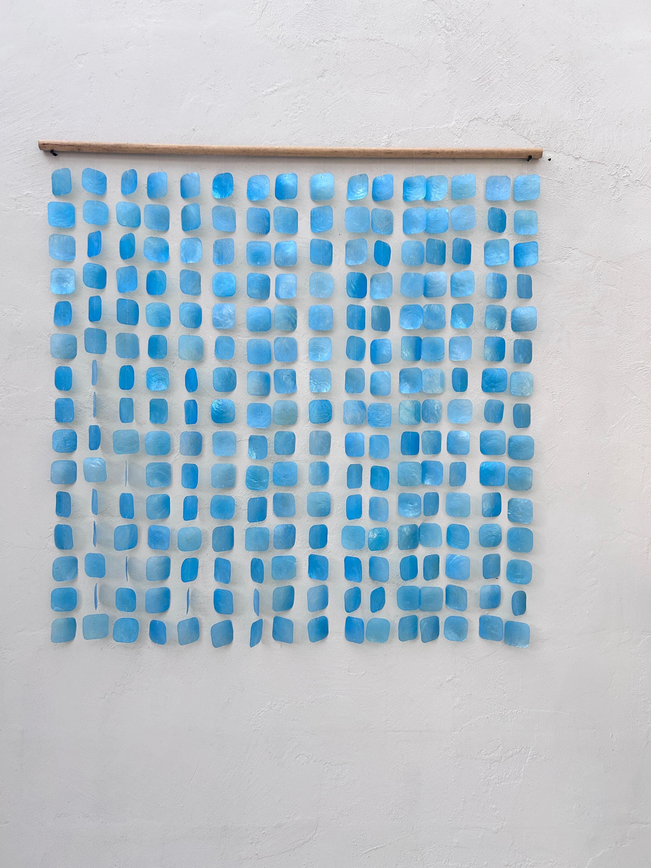 Sky Blue Square Capiz Shell Wall Hanging