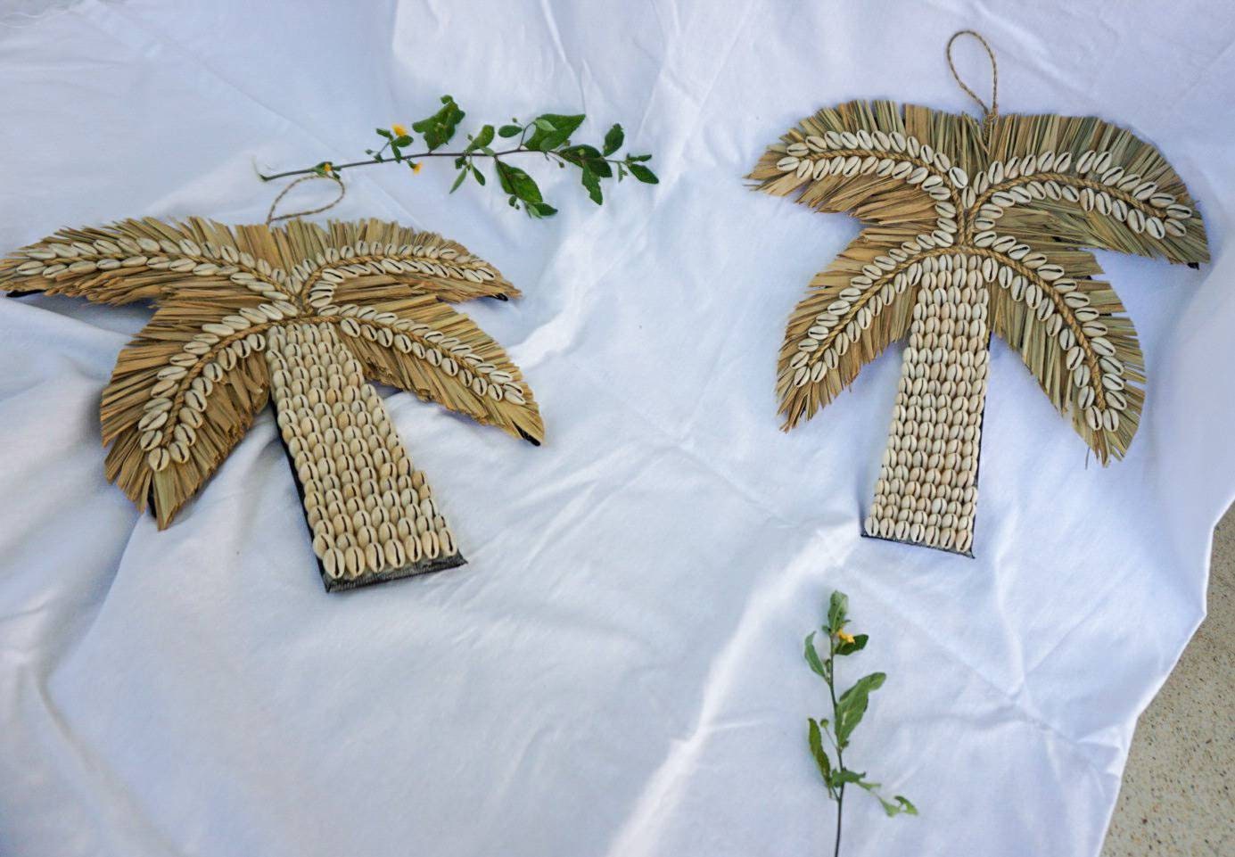 Palm shape Shells boho decor | sea shells palm tree wall hanging | shells wall art