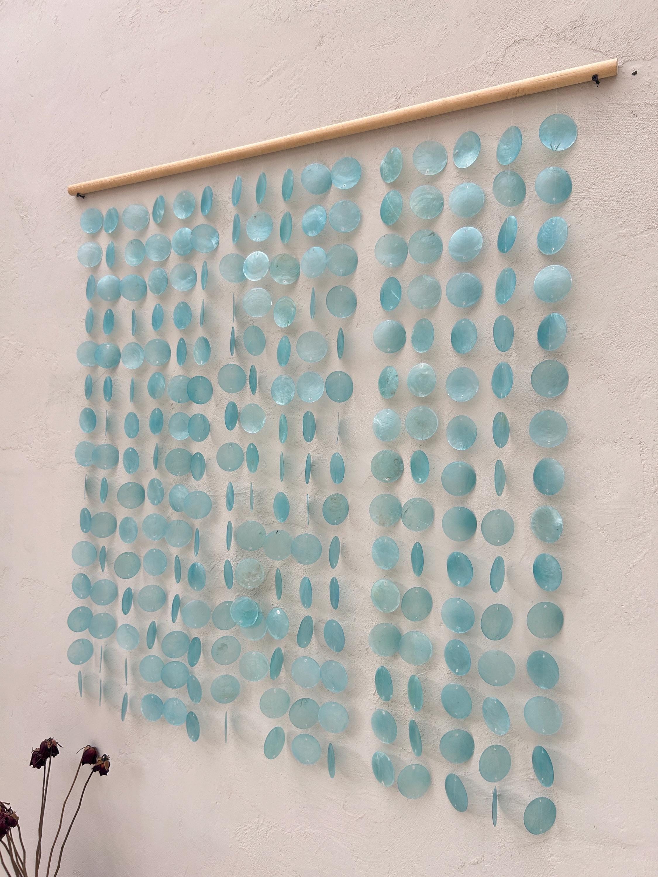 Sea Blue Capiz Shell Beach Boho Wall Hanging Decor