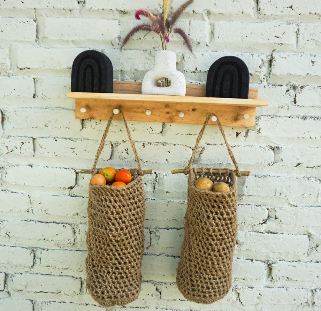 Set of 2 Jute Hanging Baskets – Large Natural Twine Storage