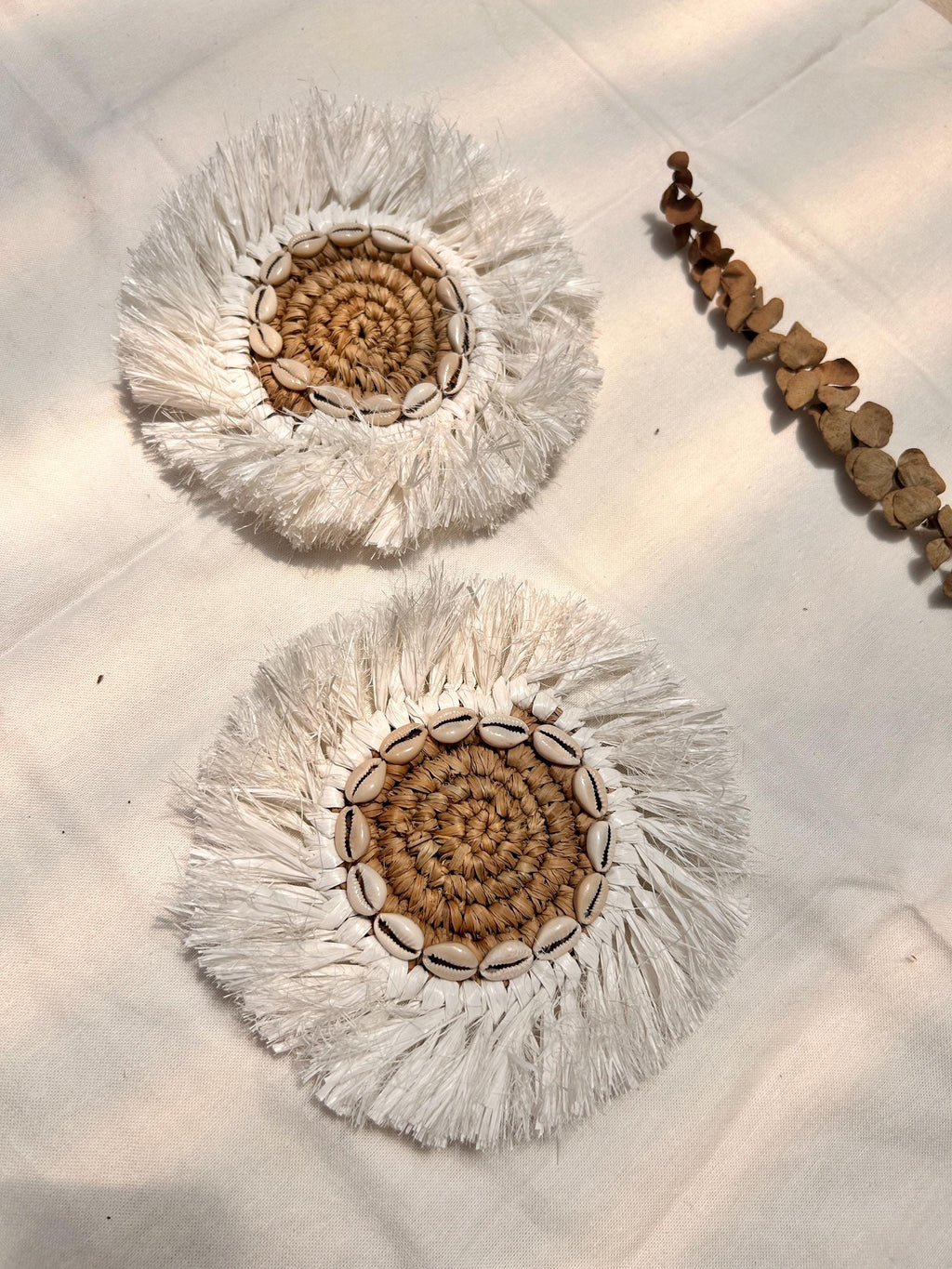 Boho Raffia & Cowrie Shell Coasters