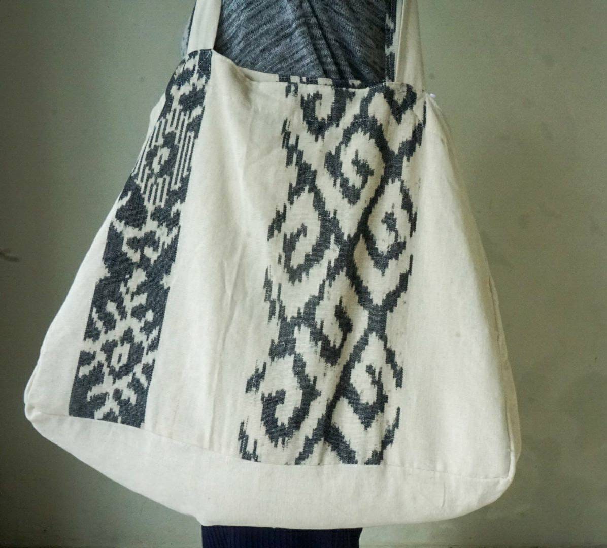 Reusable Tenun Ikat Cotton Tote Bag – Handmade Shoulder Bag