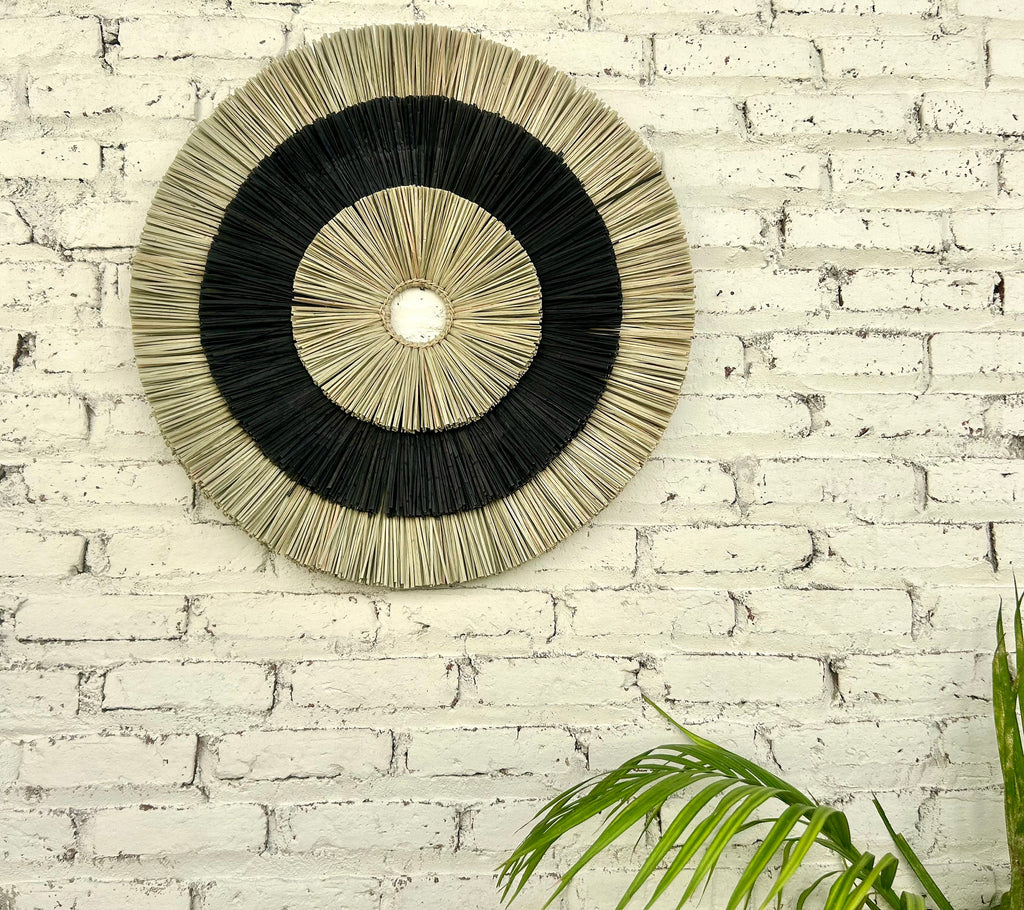 Round Black Seagrass Wall Decor – Boho Wall Hanging
