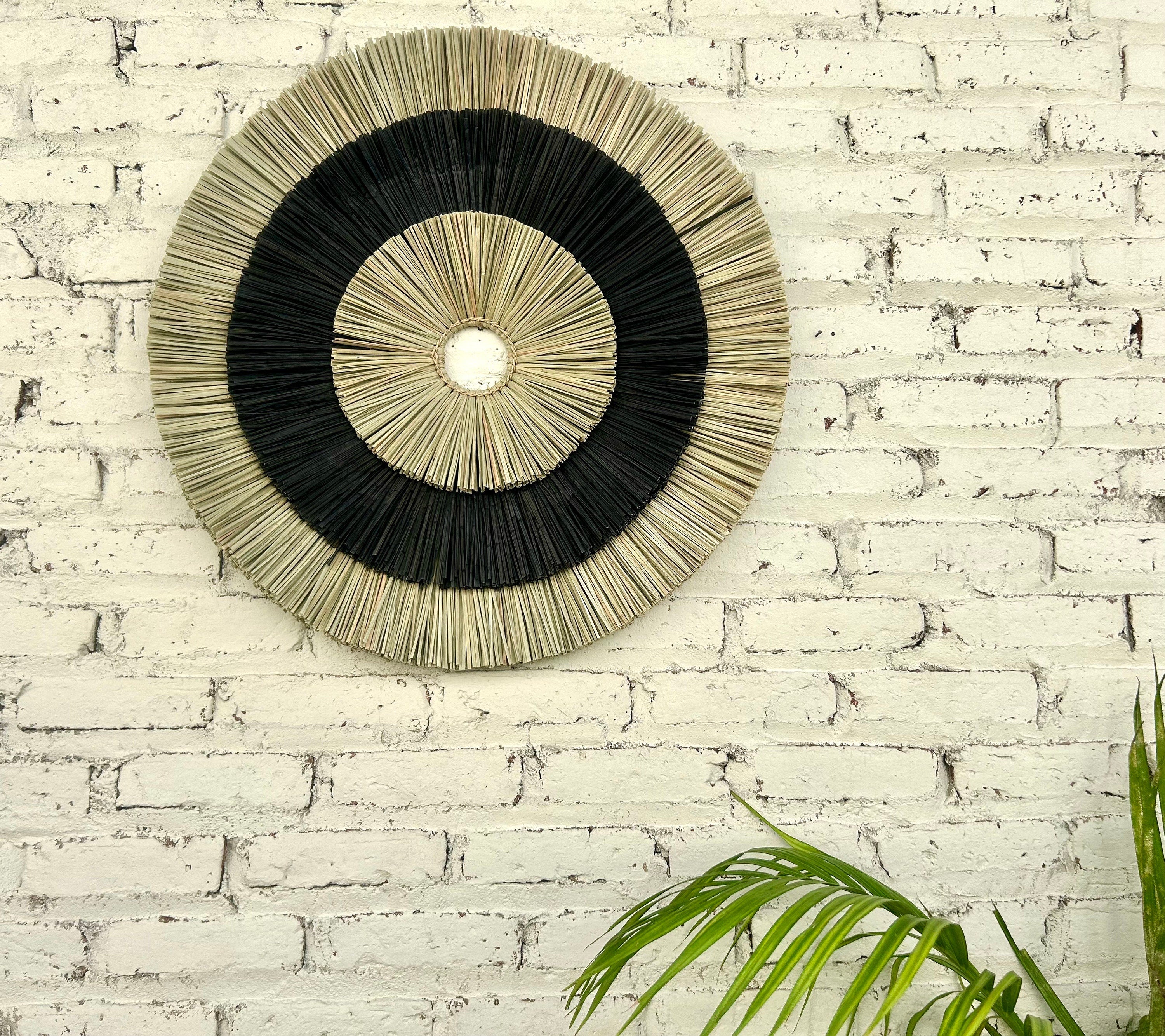 Round Black Seagrass Wall Decor – Boho Wall Hanging