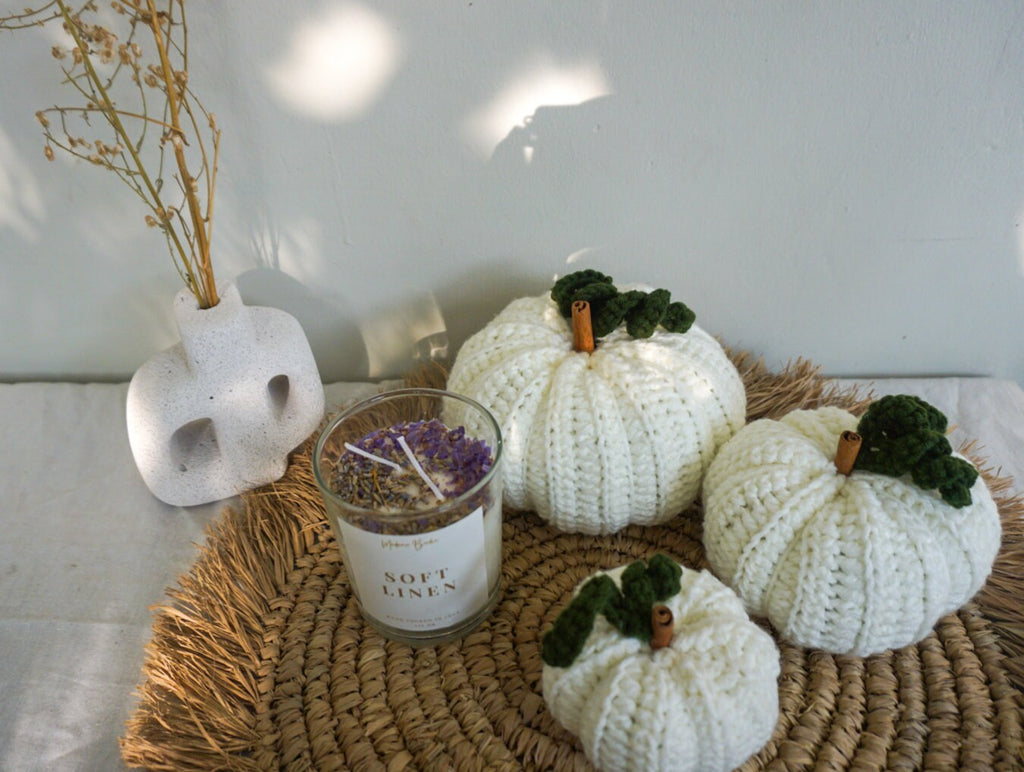 Fall crocheted white pumpkin home decor | Handmade pumpkin decor | Halloween decor crochet pumpkin | Pumpkin autumn decor | white Pumpkin