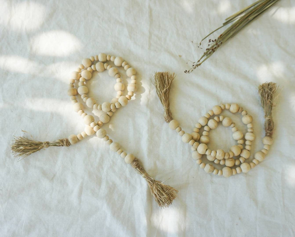 Set of 2 Beaded rustic Curtain tie back