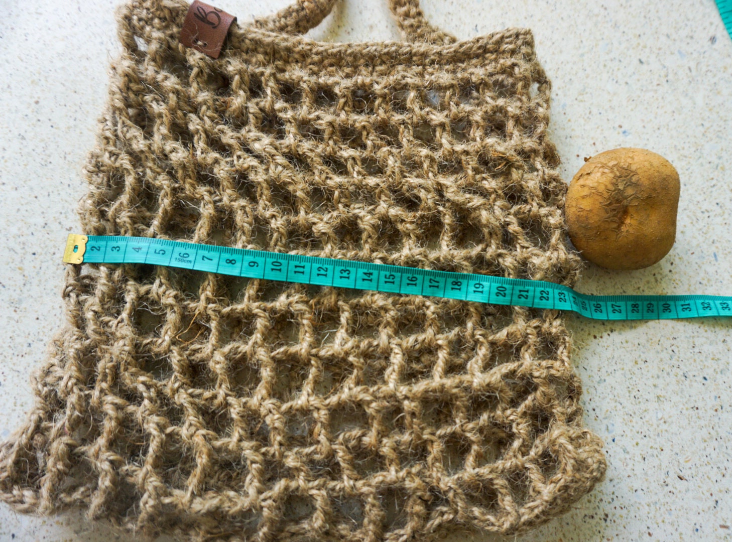 Jute fruit hanging basket for fall | vegetable jute mesh hanging basket | handmade kitchen hanging basket