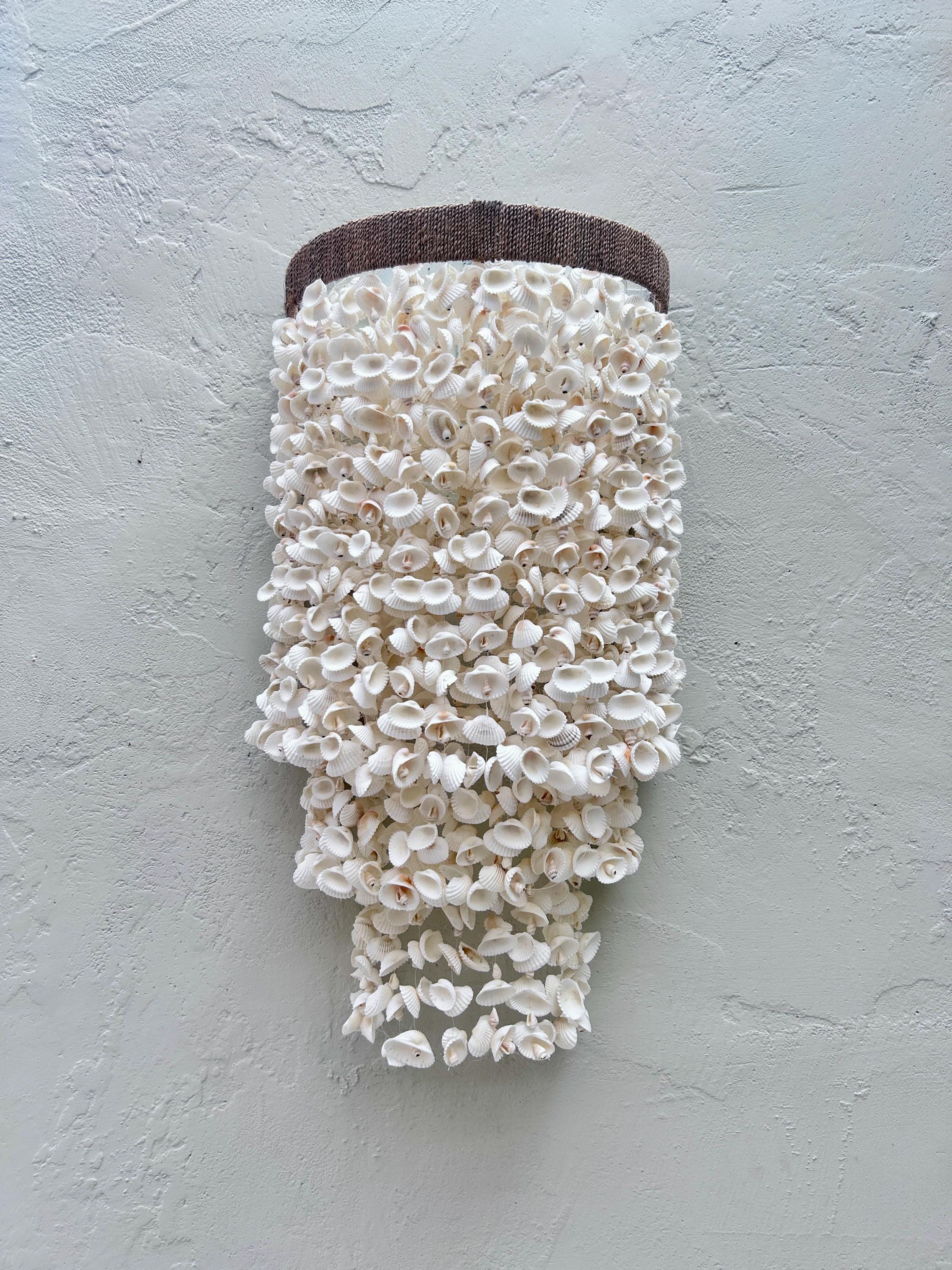 Coastal Wall Pendant Light – Handmade Sea Shell Wall Sconce, Beach House Lighting, Nautical Coastal Home Decor