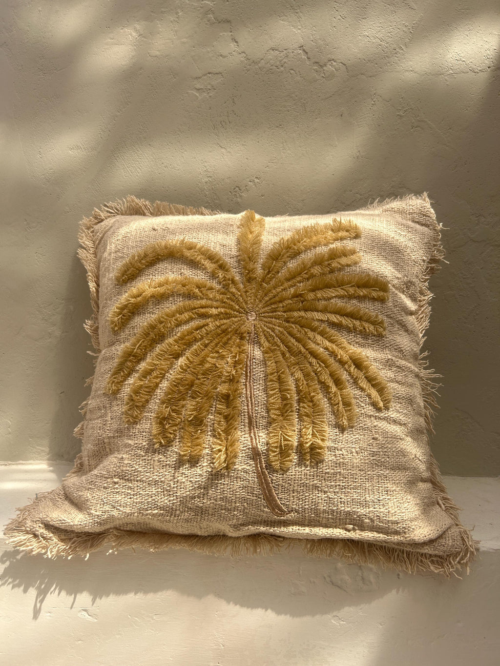 Tropical Palm Embroidered Pillow Cover