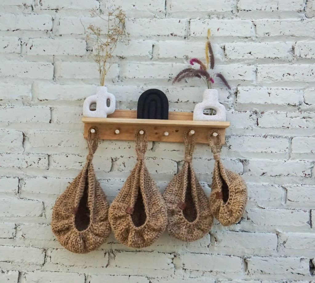Jute Crochet Teardrop Hanging Basket – Farmhouse Kitchen Storage