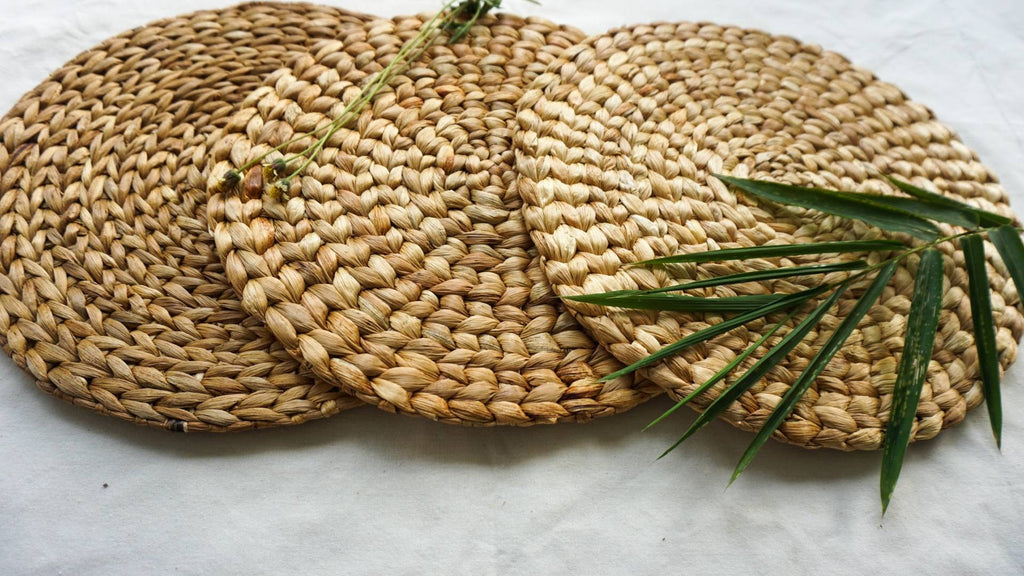 Set of 6 Water Hyacinth Woven Placemats – Boho Natural