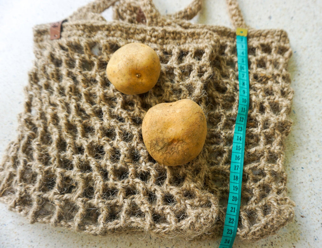 Jute fruit hanging basket for fall | vegetable jute mesh hanging basket | handmade kitchen hanging basket