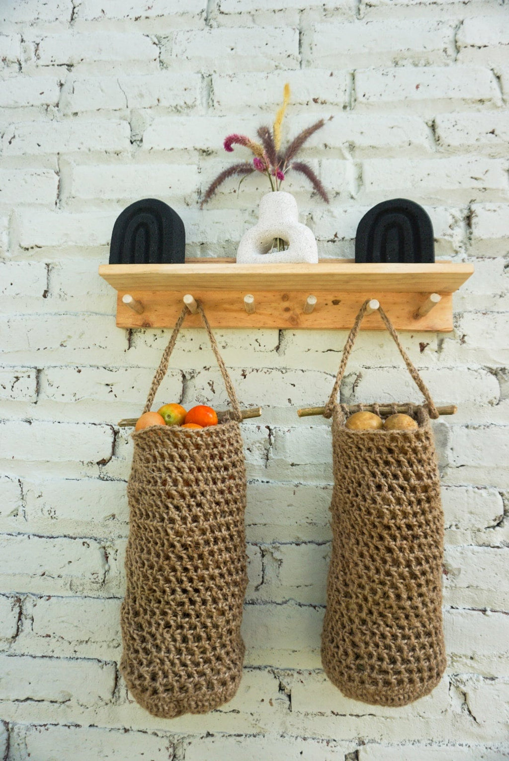 Set of 2 Jute Hanging Baskets – Large Natural Twine Storage