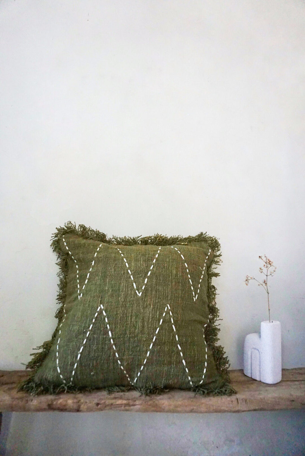 Tropical Green Hand-Stitched Boho Pillow Cover