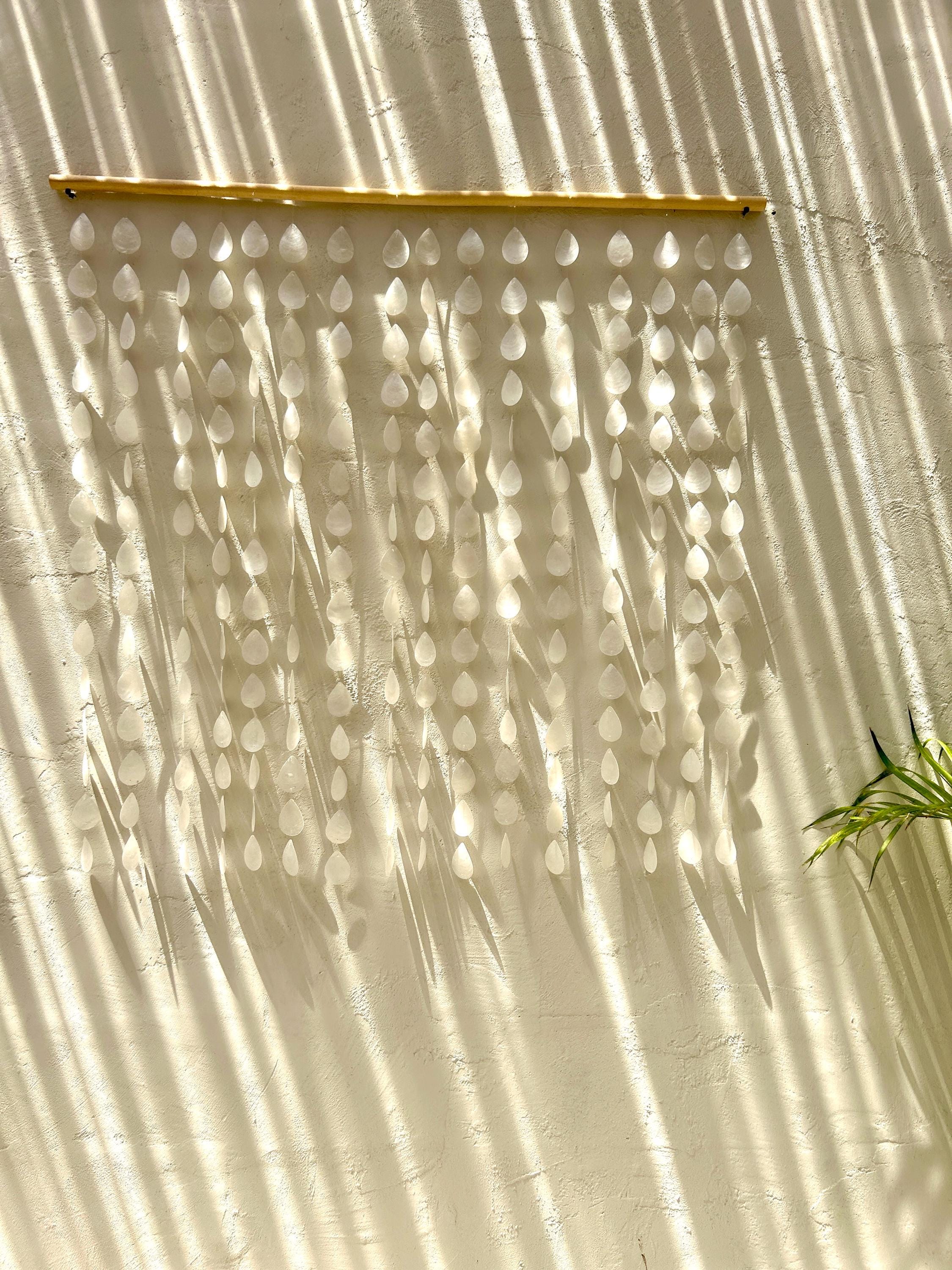 Water Drop White capiz shell wall hanging | Nursery capiz shell wall hanging | Christmas beach house boho wall hanging