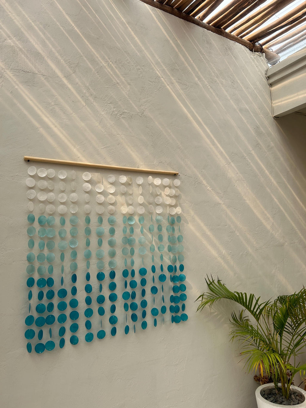 Blue Gradation Capiz Shell Beach Boho Wall Hanging