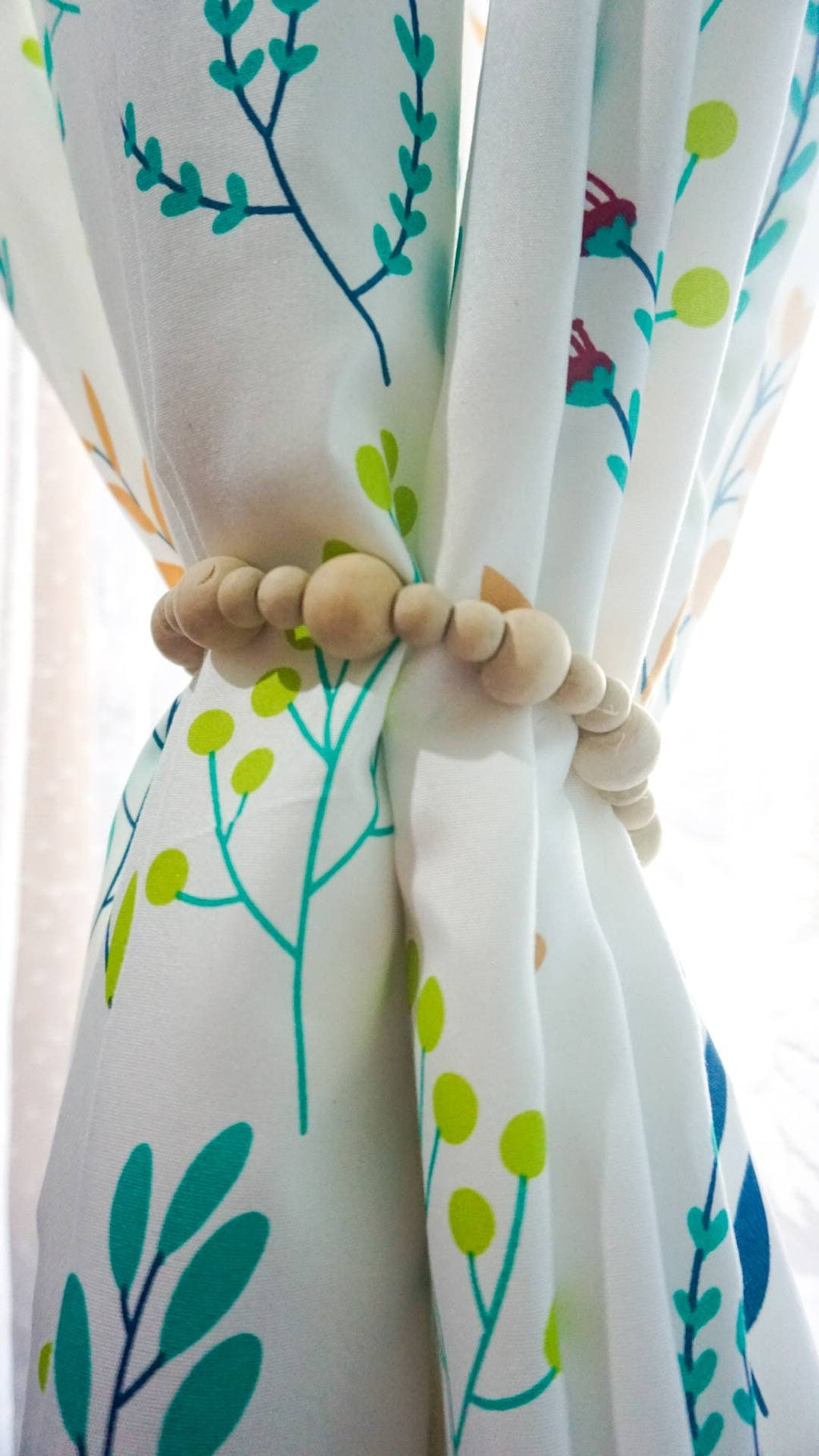 Set of 2 Beaded rustic Curtain tie back