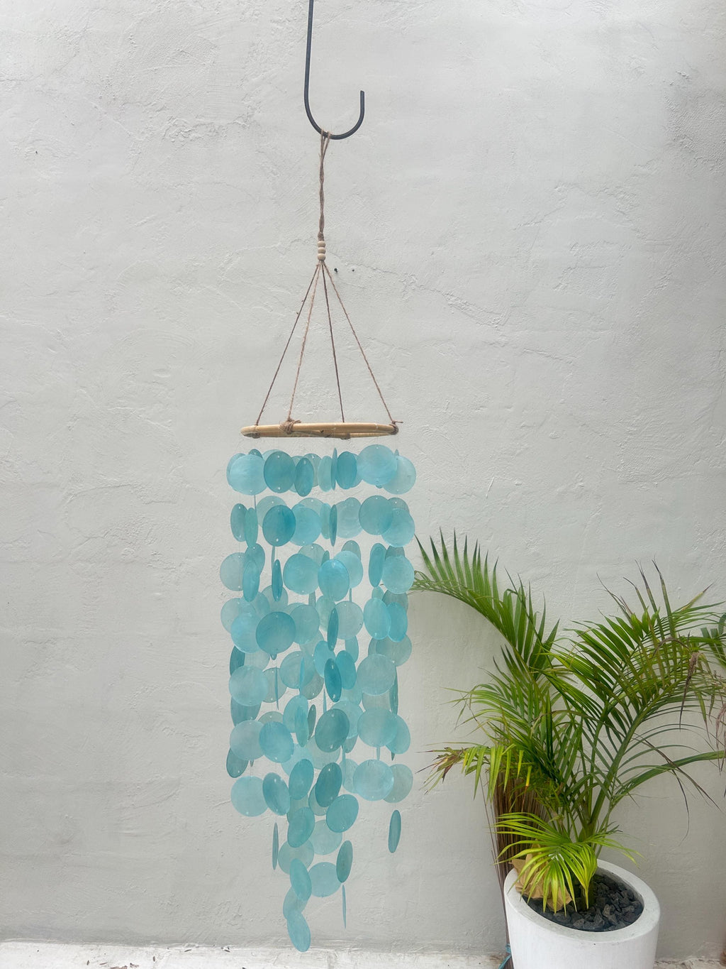 Large Sea Blue Round capiz shells wind chime