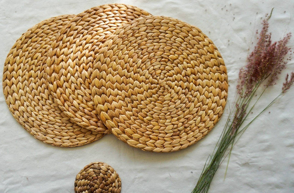 Set of 6 Water Hyacinth Woven Placemats – Boho Natural